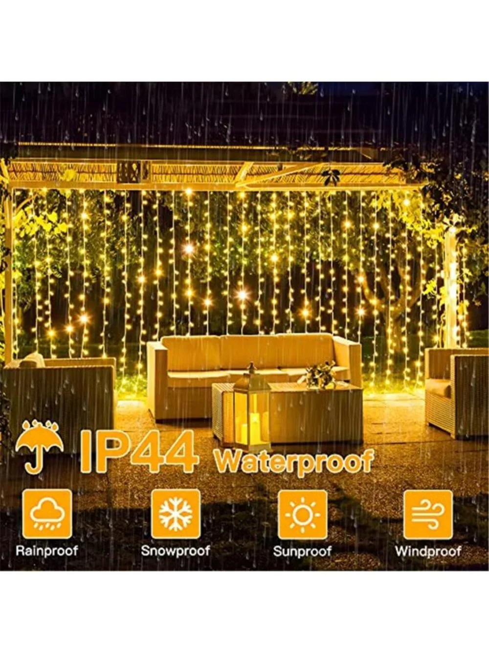 LED Curtain String Lights Warm White USB Fairy Lights Remote Waterproof